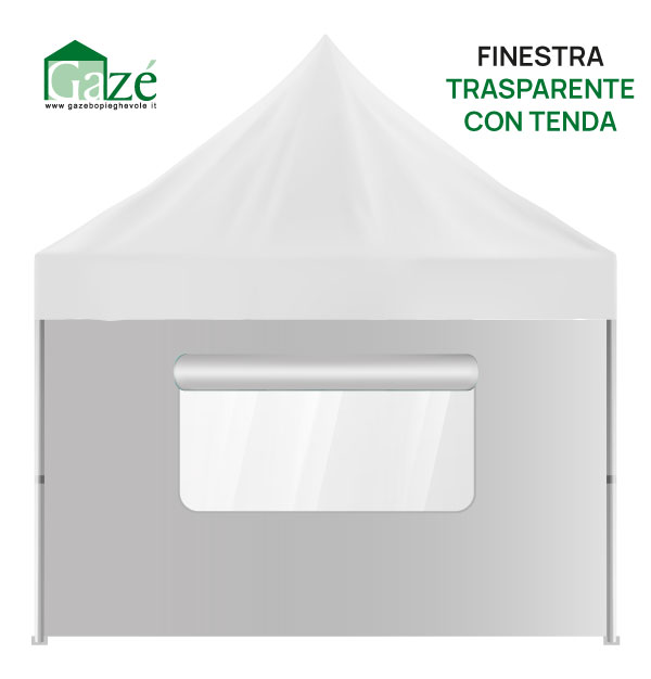 Gazebo pieghevole parete con finestra e tenda in crystal PVC trasparente